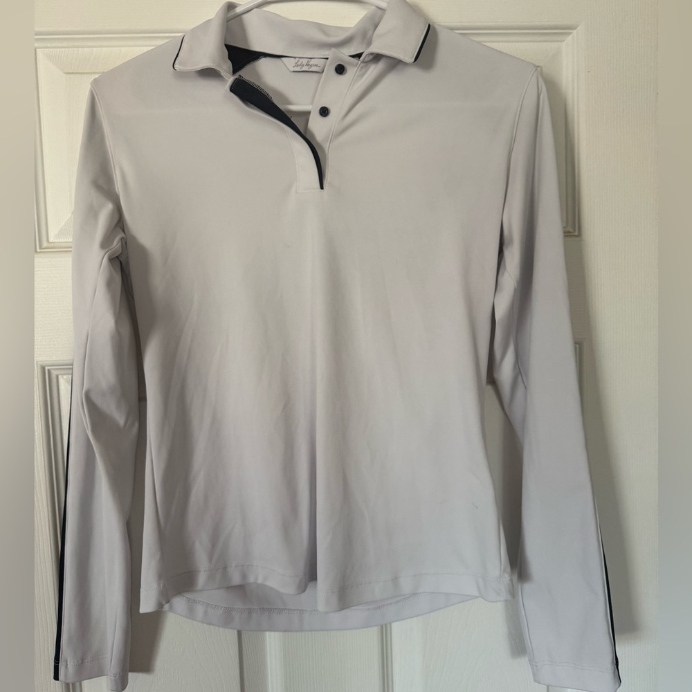 Lady Hagen White Long Sleeve Polo Shirt